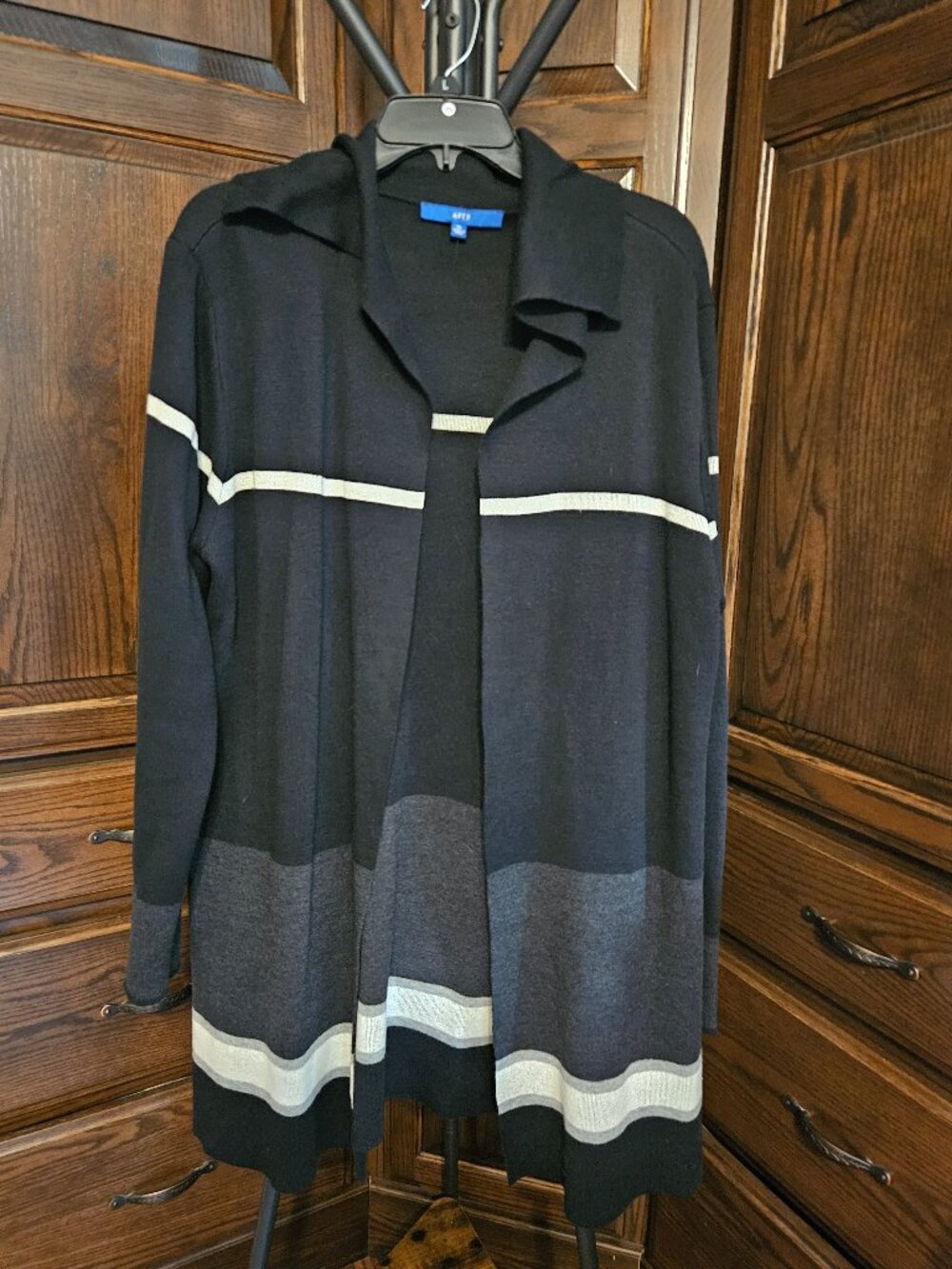 Apt. 9 XL Black Gray Colorblock Long Cardigan Sweater NWOT